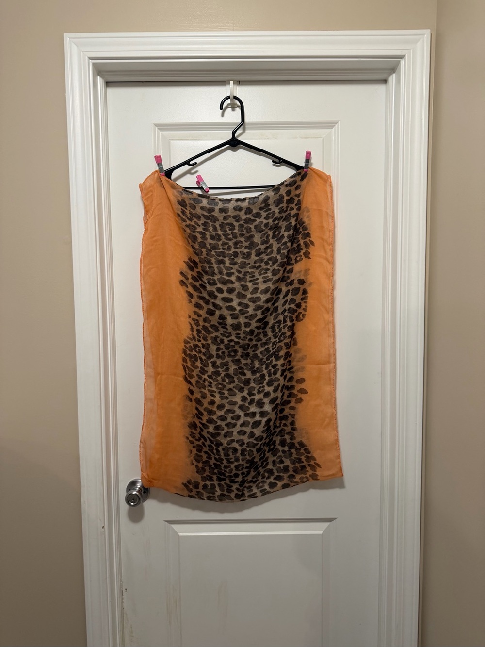 Orange Leopard Print Lightweight Scarf